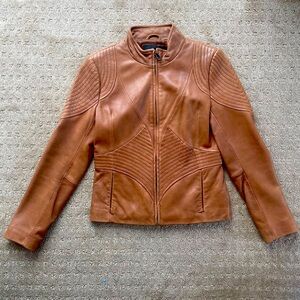 Tahiti Cognac leather jacket with beautiful detailing